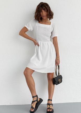 Літнє плаття зі шнурівкою на спині — молочний колір, l (є розміри)
