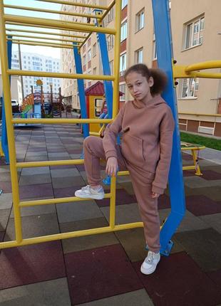 Теплий костюм з начосом для дівчаток на зріст 134-152