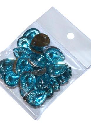 Камені пришивні крапелька точка 12х17мм/30шт:блакитний
