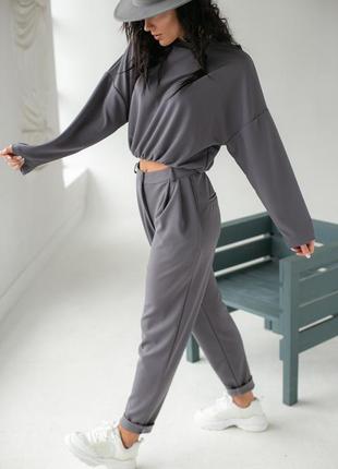 Лаконічний костюм-двійка etica — сірий колір, xs (є розміри)6 фото
