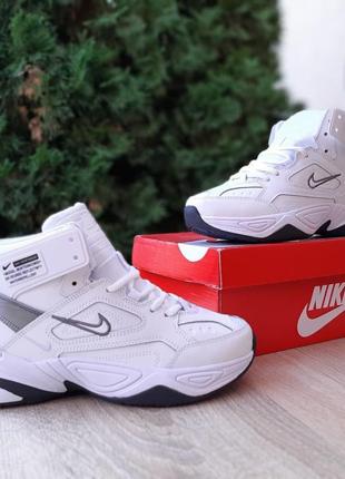 Nike m2k tekno high winter високі білі з чорним та сріблом