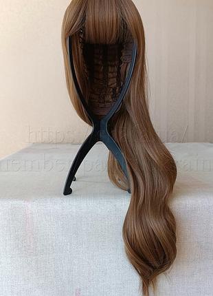 Длинный темный парик, волнистый, термостойкий, с челкой, парик, новый