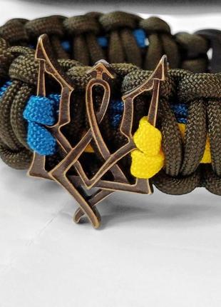 Браслет украинский трезубец хаки из паракорда военный