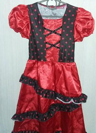 Карнавальный костюм царапица, Кармен (красно-черное) для девочки 6-8 рочков, рост 116 см.