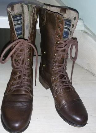 Steve madden(usa) - коричневые кожаные сапоги р. 37 (24 см)