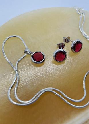 Серебряный набор (подвеска, цепочка, серьги) 925 проб