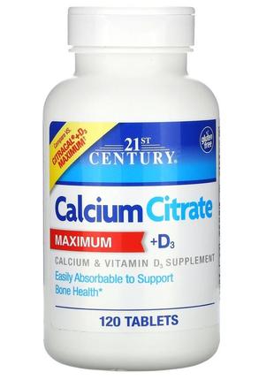 Кальцій цитрат та вітамін д3 21st century calcium citrate d3 для здоров'я кісток 120 таблеток