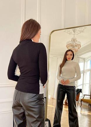 Двухцветный гольф из качественного рубчика🤩 черно белый водолазка лонгслив