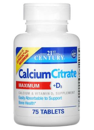 Цитрат кальцію і вітамін д3 21st century calcium citrate 75 таблеток