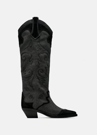 Женские сапоги ковбойки zara