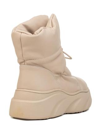 Дутики жіночі зимові бежеві на зручній платформі і танкетці на кожен день 1945ц-в