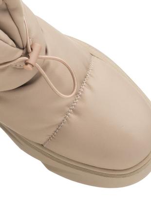 Дутики жіночі зимові бежеві на зручній платформі і танкетці на кожен день 1945ц-в