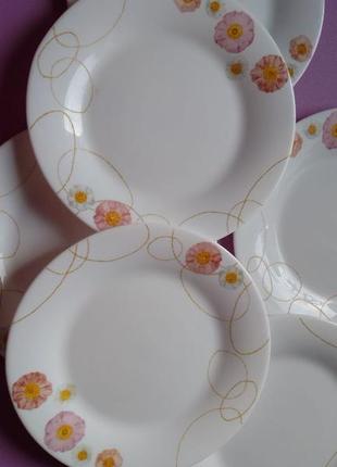 Новые тарелки floral, обеденные, 6 штук, диаметр: 23 см, стеклокерамика, бренд luna