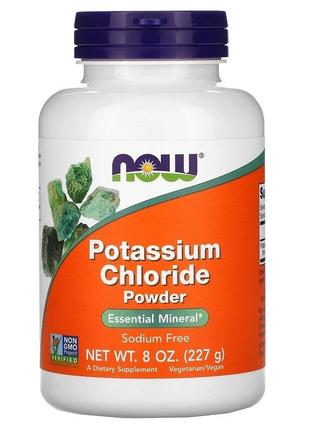 Хлорид калію 365 мг now foods potassium chloride підтримка електролітного балансу в порошку 227 г