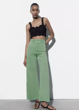 💫 трендовые джинсы zara деним xs широкие палаццо 💫
