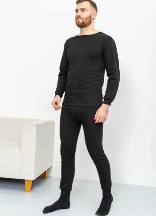 Зимова чоловіча термобілизна з начосом теплий комплект s-xxxl чорний
