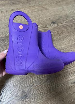 Резиновые резиновые сапоги crocs фиолетовые размер j1 31-32