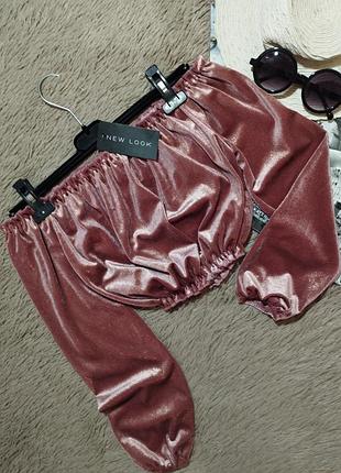 Шикарний оксамитовий топ з об'ємними рукавами/блуза/блузка