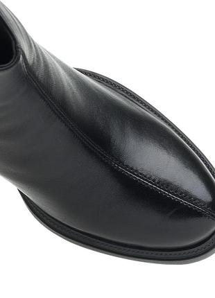 Ботильйони жіночі зимові шкіряні чорні на високому зручному стійкому каблуку з круглим...