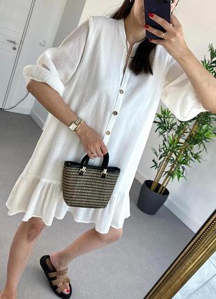 Біла бавовняна сукня плаття з гудзиками від zara