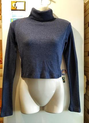 Укорочений,фірмовий кроп-топ,гольфик,водолазка в рубчик 44-46 р-zara