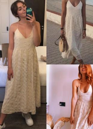 Нежное шифоновое сарафан миди платье с вышивкой zara