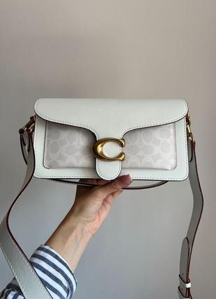 Coach tabby white/gold shoulder bag Ergo 26 in signature canvas, женская кожаная сумка, женская кожаная сумка, женкая кожаная сумка
