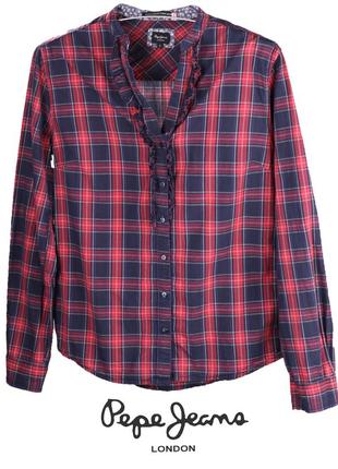 Рубашка женская pepe jeans шотландская сине-красная клетка size-m-l сток новая ±35у€в