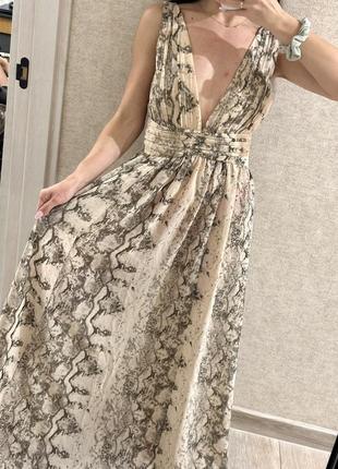 Длинное платье на фотосессию s hm, платье с открытой спиной макси, шифоновое платье