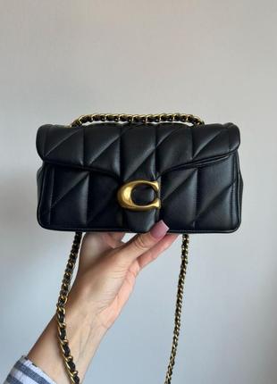 Coach tabby shoulder bag Ergo 20 with quilting black/gold, женская кожаная сумка, женская кожаная сумка, женская кожаная кожаная сумка