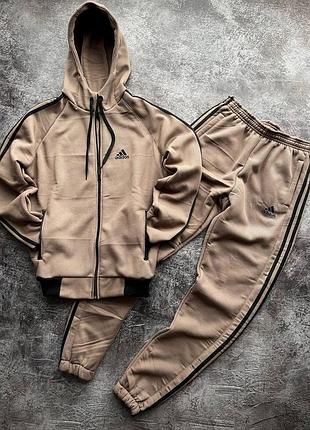 Зимовий чоловічий спортивний костюм на флісі adidas