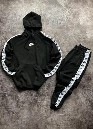 Мужской спортивный зимний теплый костюм на флисе с лампасами nike