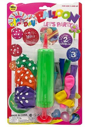 Набор воздушных шаров mk5480 насос, 14 шт, на листе зеленый