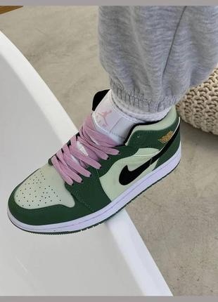 Кеди nike air jordan 1 retro mid dutch green найк комбіновані демісезони