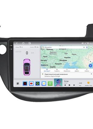 Штатная магнитола lesko для honda jazz ii 2008-2010 экран 10" 4/64 qled carplay 4g wi-fi gps 360 prime