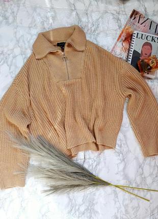 Вязаный оверсайз свитер поло наа молнии