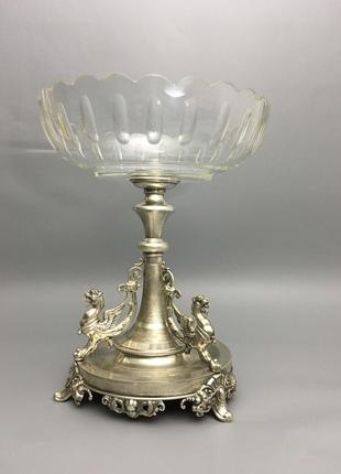 Старинная ваза из серебра 19 век серебряная конфетница фруктовница