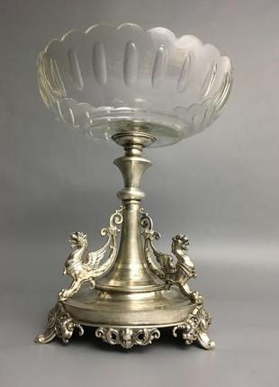 Старинная ваза из серебра 19 век серебряная конфетница фруктовница