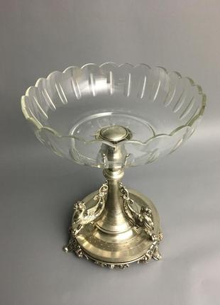 Старинная ваза из серебра 19 век серебряная конфетница фруктовница
