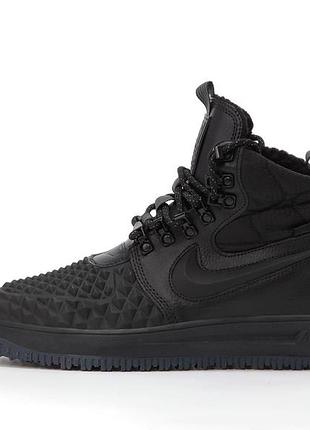 Зимние кроссовки nike air force 1 duckboot black найк форсы на меху