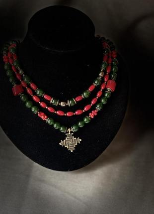 Рожево-бордове намисто