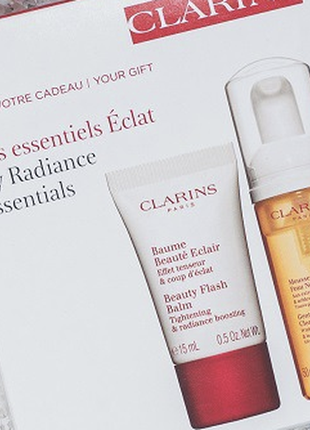 Набір clarins ( beauty flash бальзам + gentle мус )