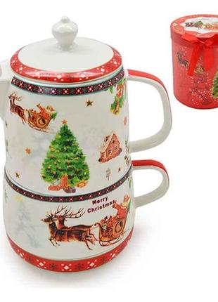Заварник з чашкою merry christmas 300 / 0,45л tl00119 тм stenson