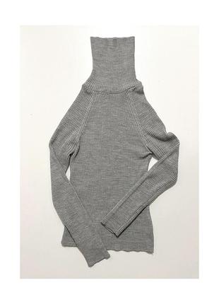 M гольф водолазка серый эластичный свитер облегающий короткий тонкий теплый с горловиной