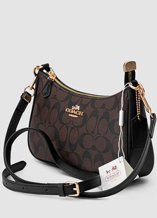 Coach teri shoulder bag in signature canvas, женская кожаная сумка, женская кожаная сумка
