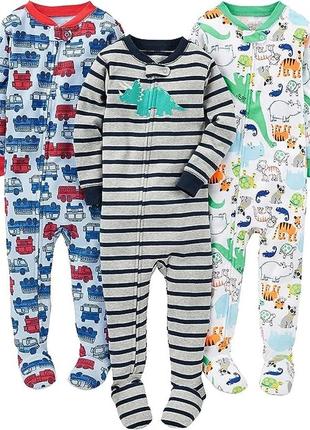Carters набор хлопковый человечек пижама поддева слип simple joys dino