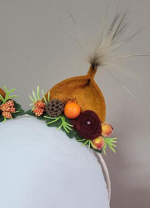 Обруч с ушками белочки, обруч к карнавальному костюму белочка, уши белки с кисточками