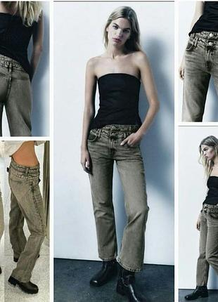Джинси zara з подвійним поясом  straight