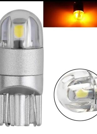 Набор 2шт лампочек t10 2smd 3030 w5w 194 168 led янтарный