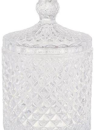 Цукорниця скляна "crystal glass" 300 мл зі скляною кришкою, прозора
